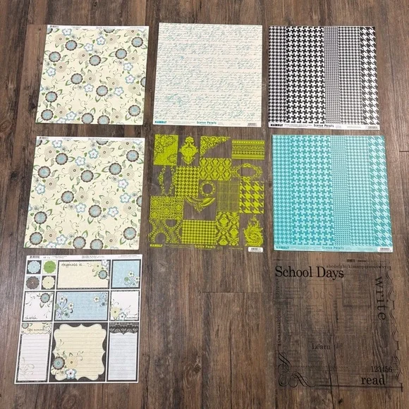 Chic Craft Paper Set - Floral, Script, Houndstooth Patterns - Picture 1 of 8